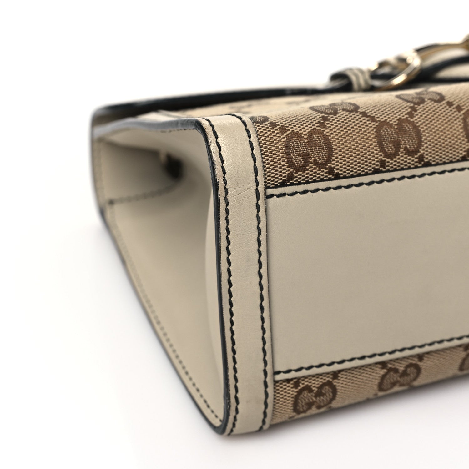 Gucci Monogram Margaux Calfskin Medium Emily Chain Shoulder Bag Beige Ebony Mystic White 9 of 14