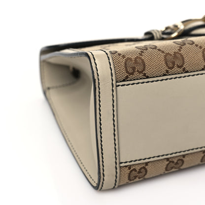 Gucci Monogram Margaux Calfskin Medium Emily Chain Shoulder Bag Beige Ebony Mystic White 9 of 14