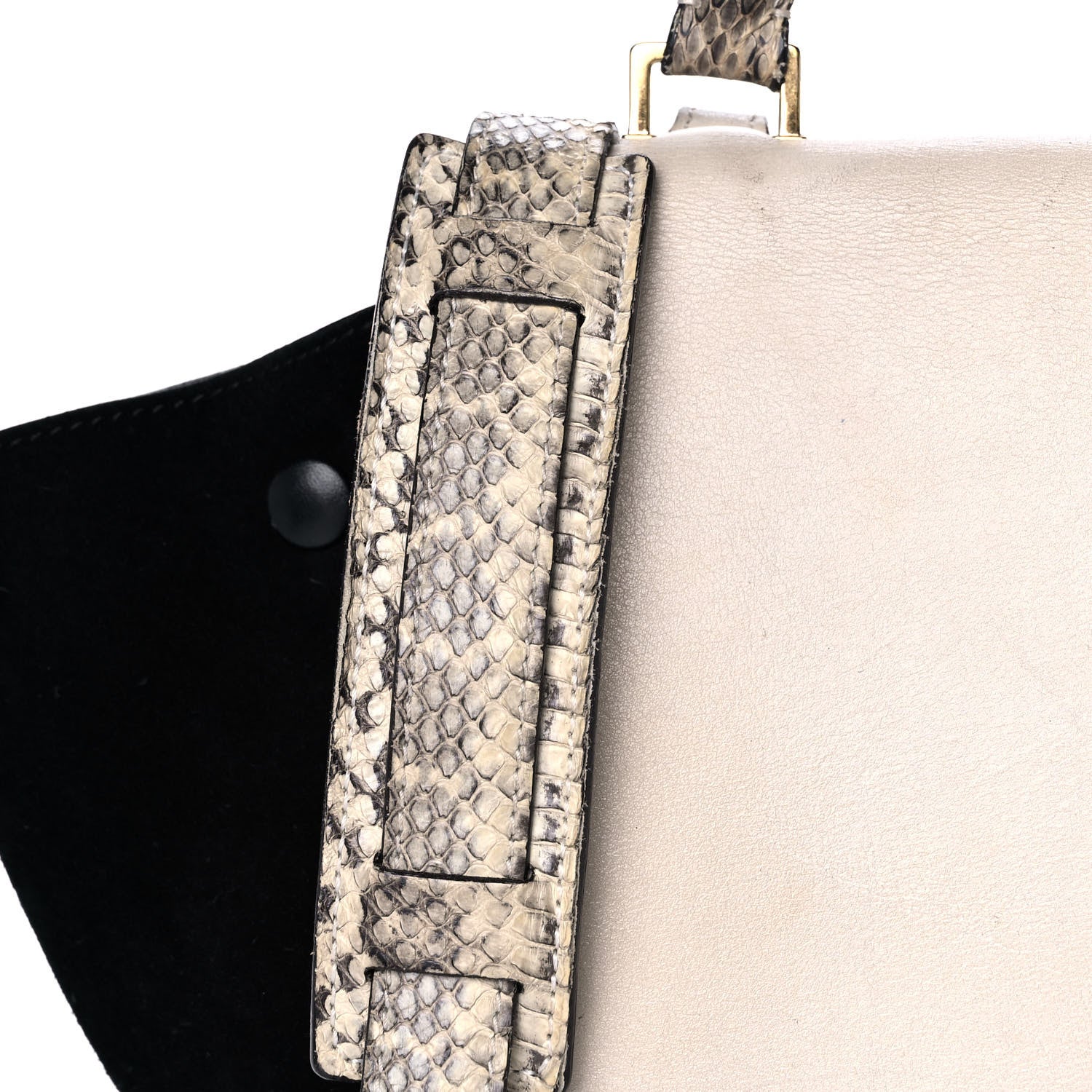 Celine Calfskin Suede Whipsnake Medium Trapeze Black White 8 of 18