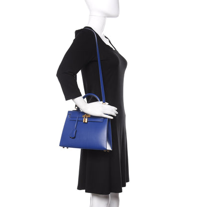 Hermes Tadelakt Kelly Sellier 25 Bleu Electrique 2 of 10