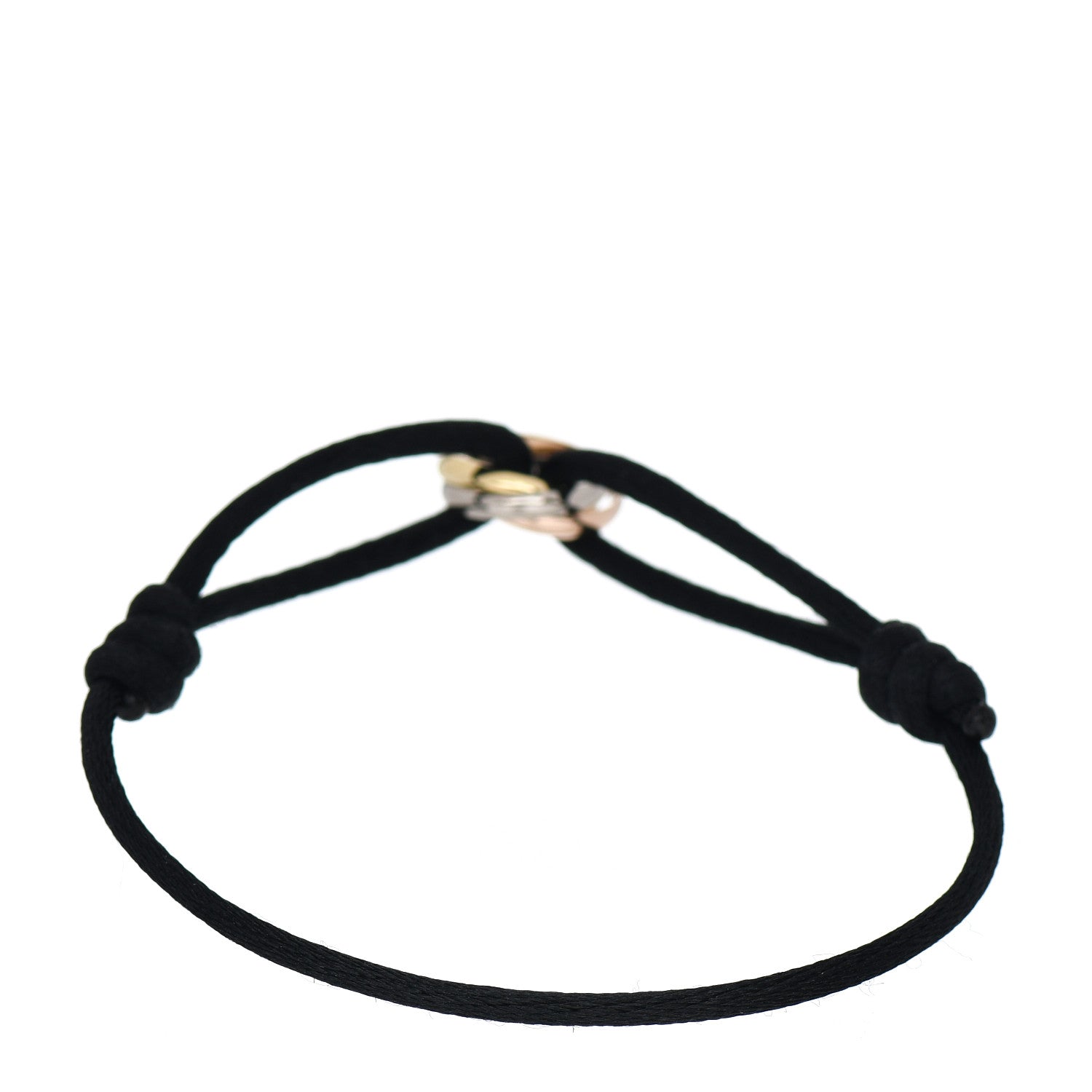 Cartier 18K Pink Yellow White Gold Trinity Adjustable Cord Bracelet Black 2 of 4