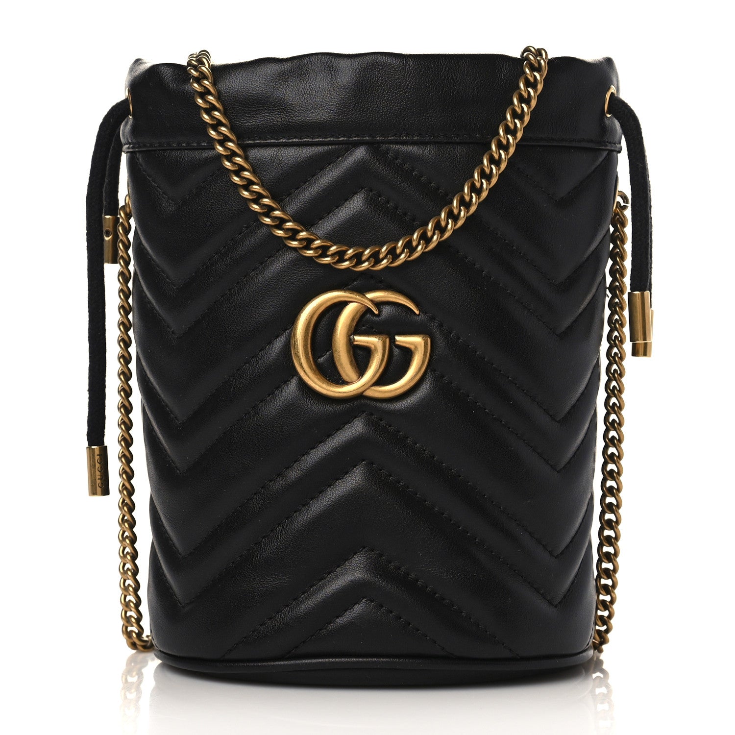Gucci Calfskin Matelasse Mini GG Marmont 2.0 Bucket Bag Black 1 of 10