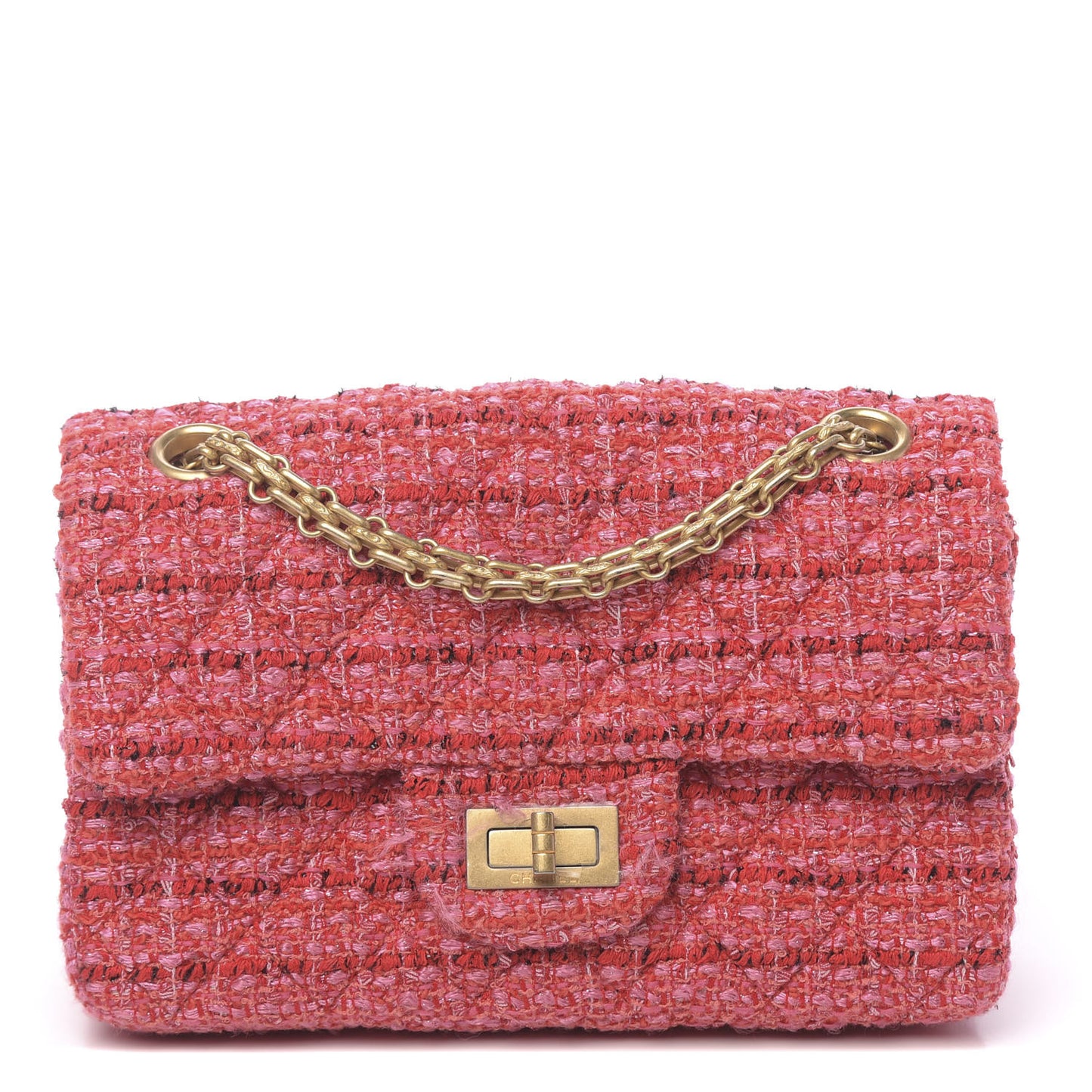 Tweed Quilted Mini 2.55 Reissue Flap Red Ecru Black