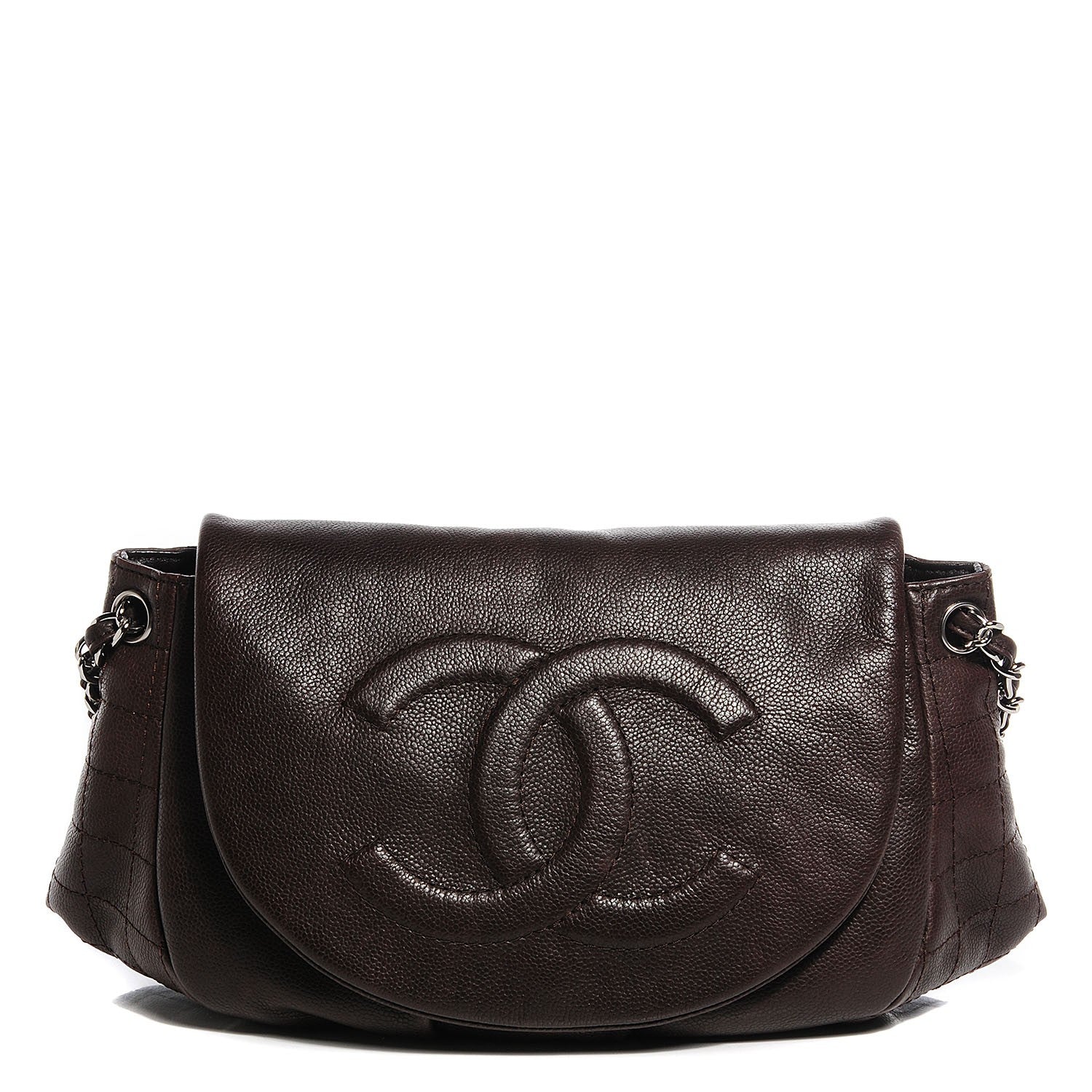 Chanel Caviar Half Moon Large Flap Dark Brown 1 of 7