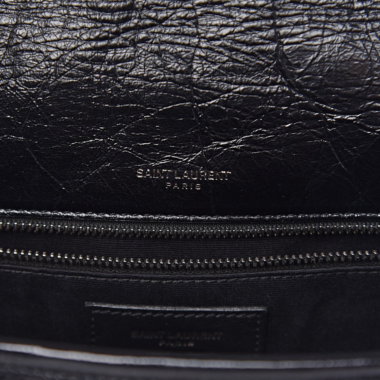 Crinkled Calfskin Matelasse Monogram Medium Niki Chain Satchel Black