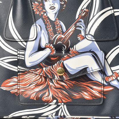 Prada Saffiano Print Hawaiian Girl Front Pocket Tote Smeraldo 8 of 10