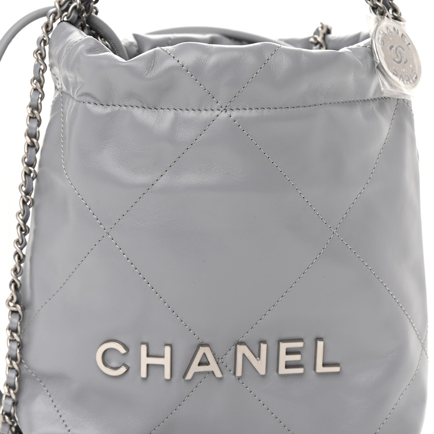 Chanel Shiny Calfskin Quilted Mini Chanel 22 Grey 8 of 11