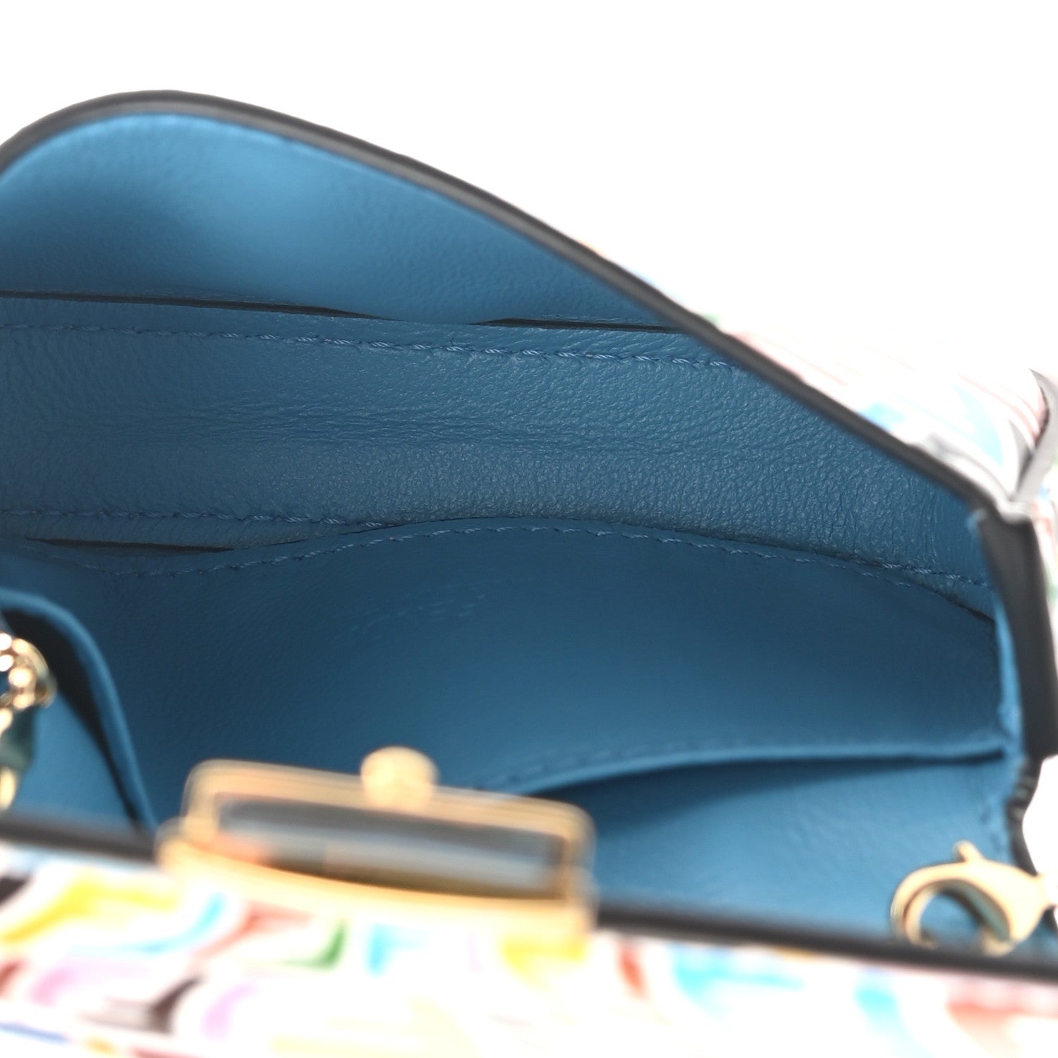 Fendi X SARAH COLEMAN Vitello Liberty Ceylon Micro FF Fish Eye Embossed Nano Baguette Charm Multicolor Cyber Blue 5 of 8