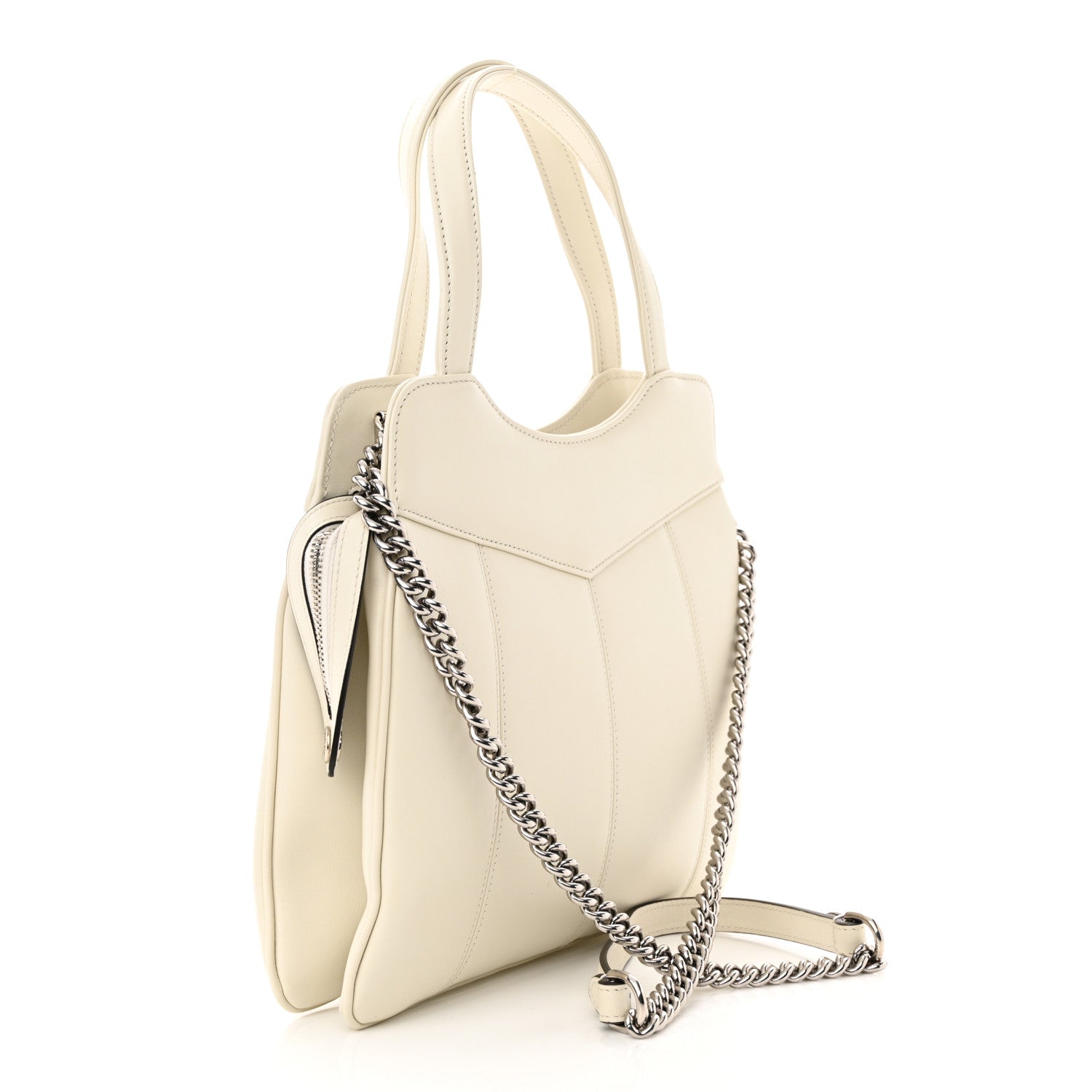 Gucci Senna Calfskin Petite GG Small Tote Mystic White 3 of 12