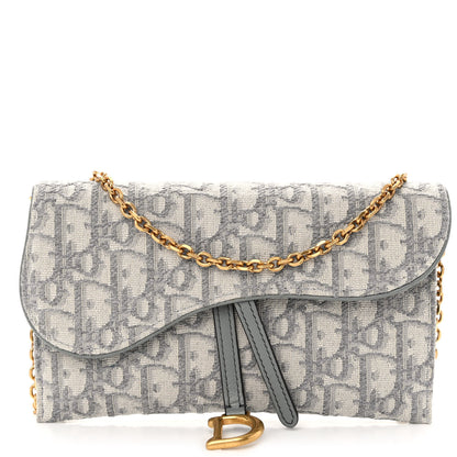 Christian Dior Oblique Saddle Chain Long Wallet Grey 3 of 12