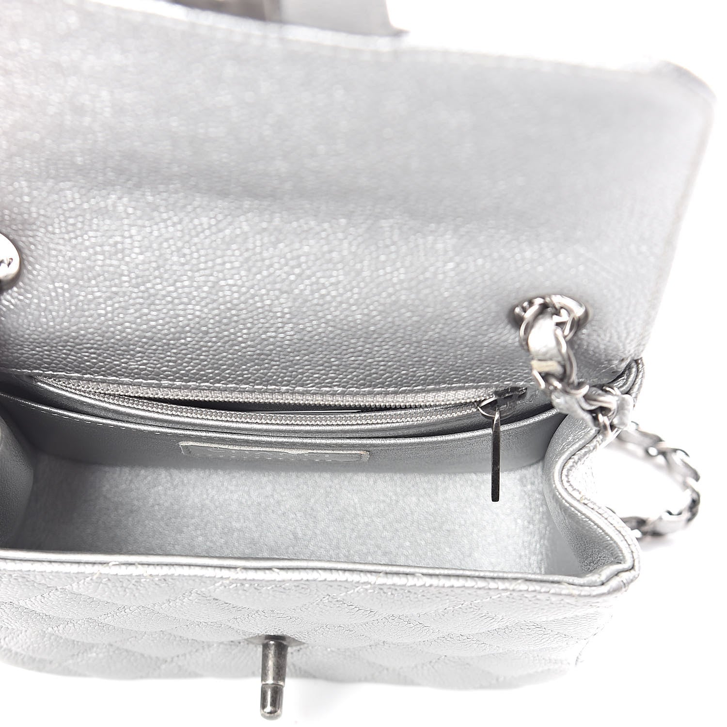 Chanel Metallic Caviar Quilted Mini Square Flap Silver 7 of 10