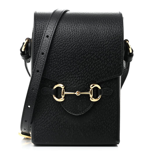 Dollar Calfskin Vertical Horsebit 1955 Crossbody Bag Black