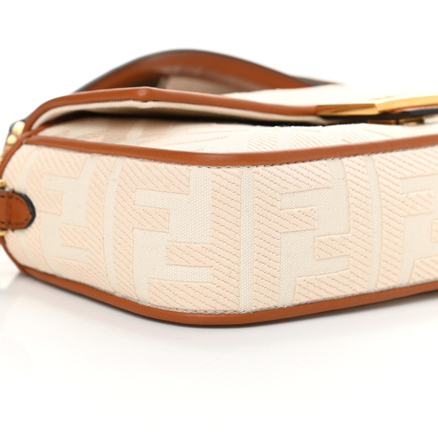 Canvas Vitello King Bi-Color Strap FF Embroidered Baguette Grezzo Brandy Cuoio