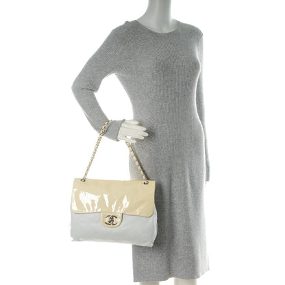 Chanel Patent Calfskin Stitched Shoulder To Shoulder Flap Hobo White 2 of 9