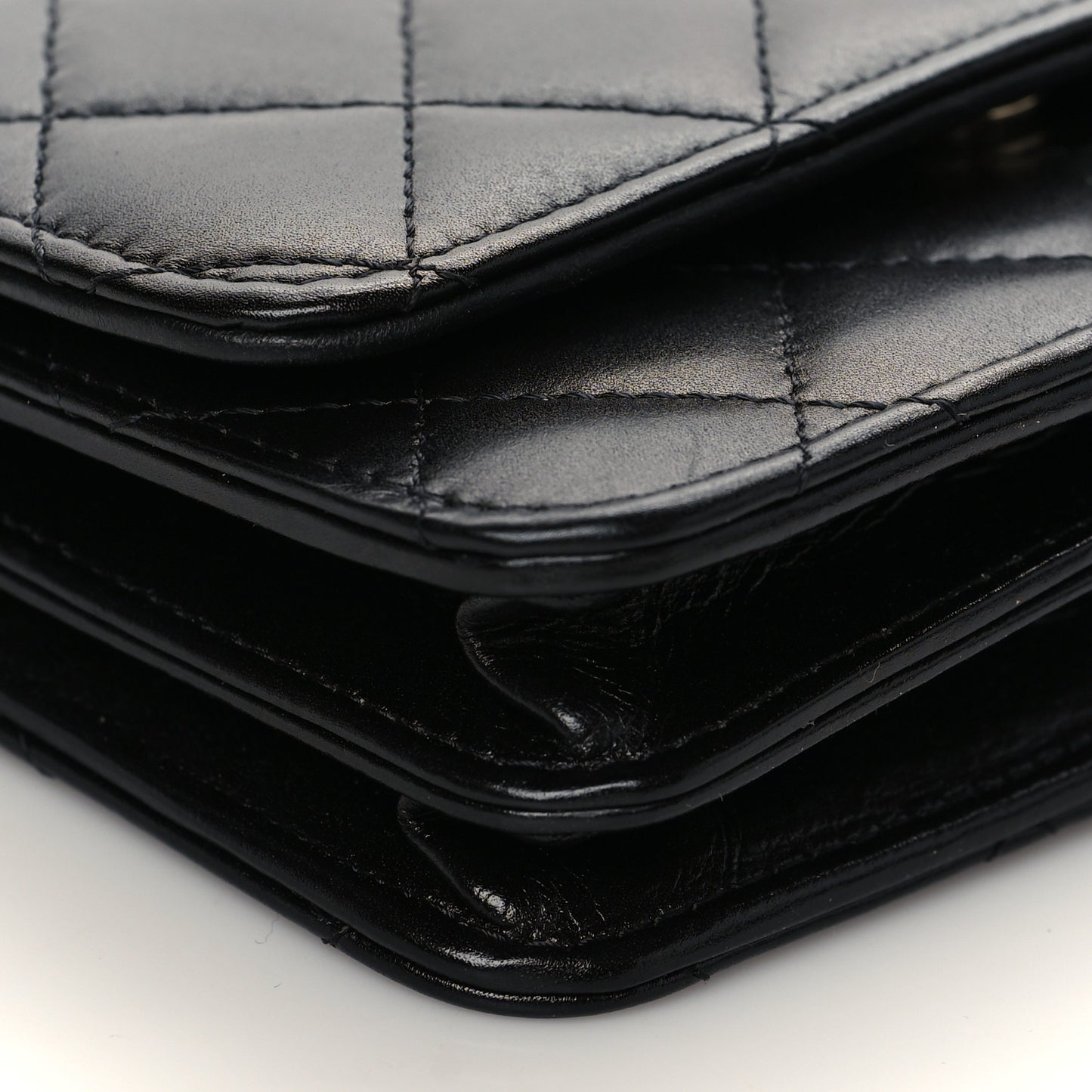 Calfskin Quilted Mini Maxi Pearls Wallet On Chain WOC Black