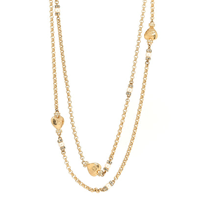 Chanel Pearl Bead Heart CC Long Necklace Gold 1 of 5