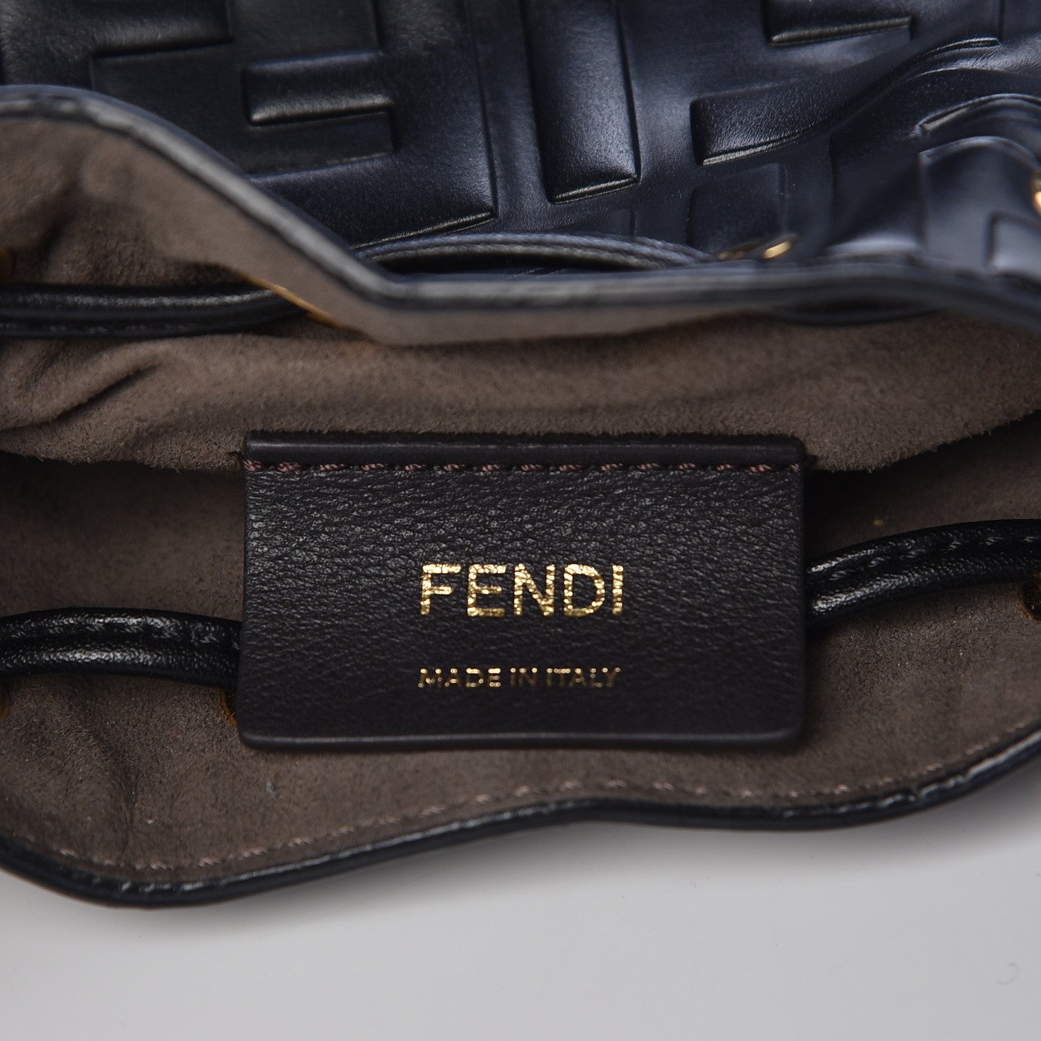 Fendi Vitello Liberty F is Fendi FF 1974 Embossed Mini Mon Tresor Bucket Bag Black 6 of 12