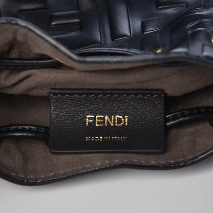 Fendi Vitello Liberty F is Fendi FF 1974 Embossed Mini Mon Tresor Bucket Bag Black 6 of 12