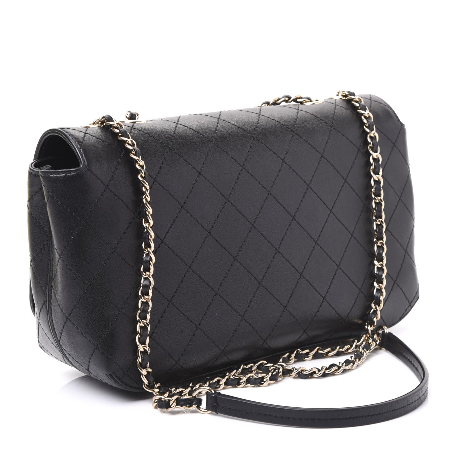 Chanel Calfskin Stitched Medium Covered CC Flap Bag Black 2 of 10