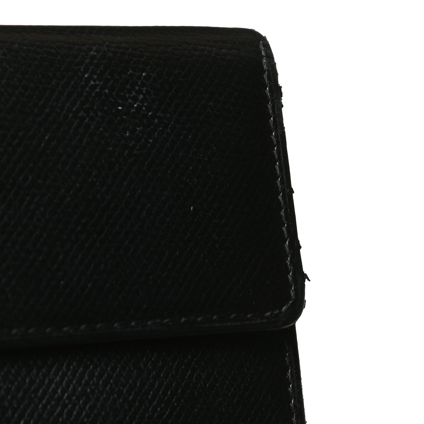 Grained Calfskin CC Button Long Wallet Black