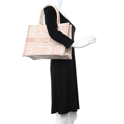 Christian Dior Canvas Toile De Jouy Embroidered Medium Book Tote Pink 2 of 8