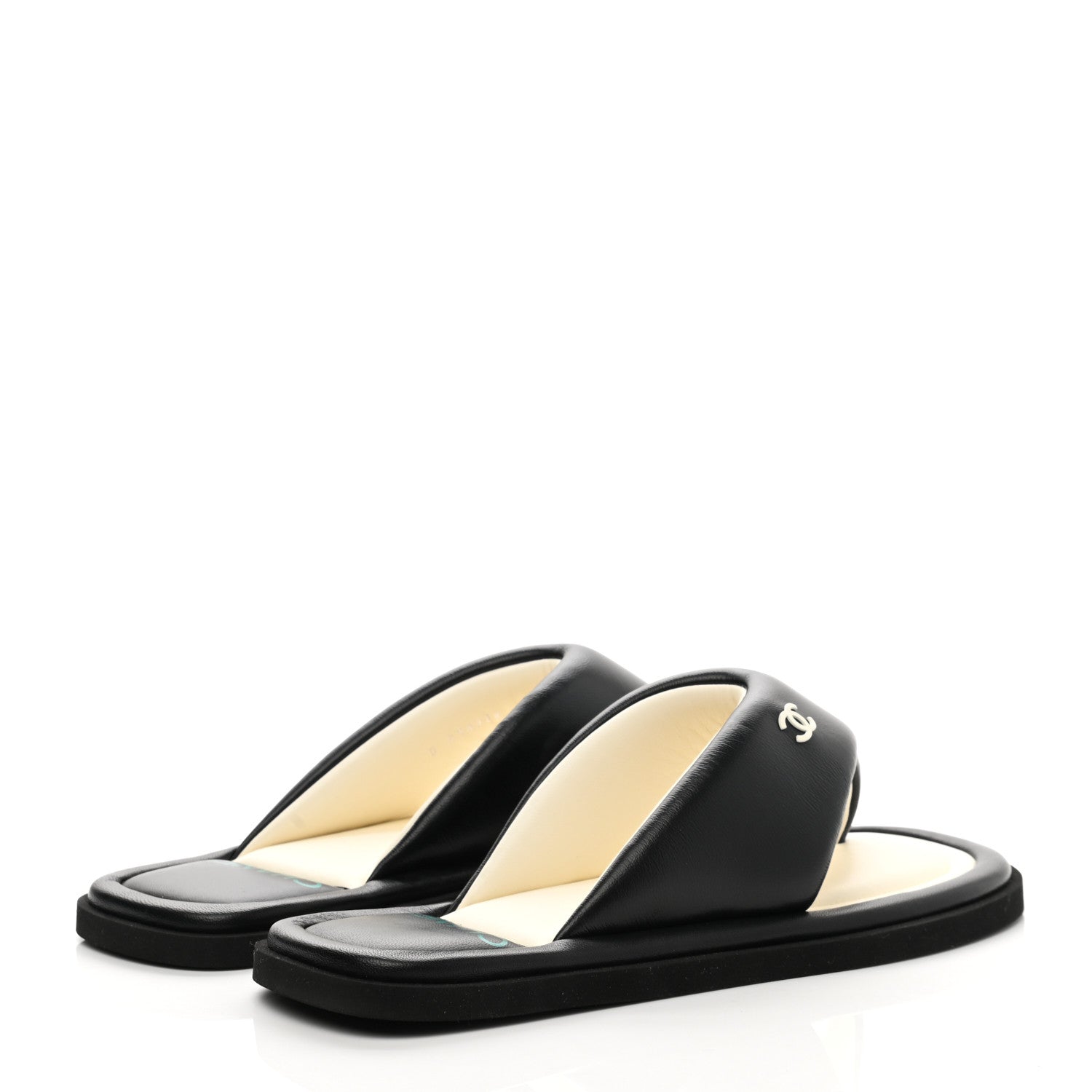 Chanel Lambskin Padded Pool Thong Sandals 40 Black 4 of 10