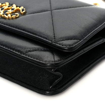 Chanel Goatskin Quilted Chanel 19 Wallet On Chain WOC Black 11 of 12