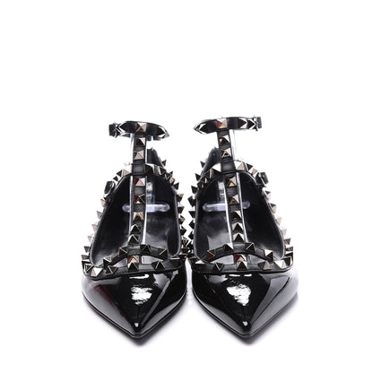 Valentino Garavani Patent Rockstud Cage Ballerina Flats 36 Black 3 of 11
