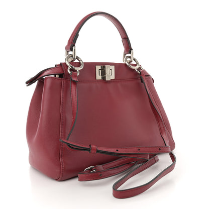 Fendi Nappa Elaphe Monster Eyes Mini Peekaboo Iconic Satchel Ruby Bois de Rose Natural 3 of 18