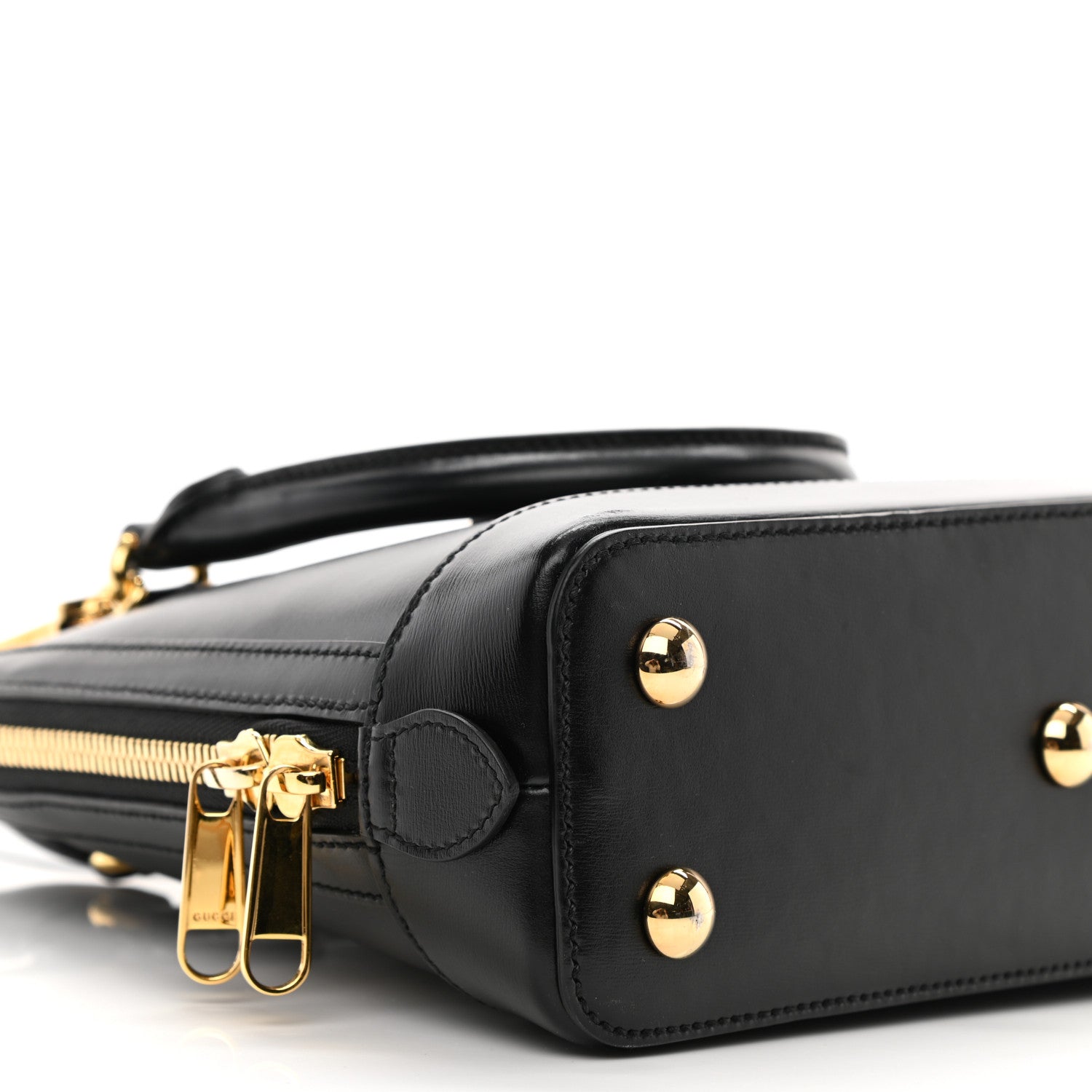 Gucci Boarded Plutone Calfskin Small Horsebit 1955 Top Handle Bag Black 9 of 13
