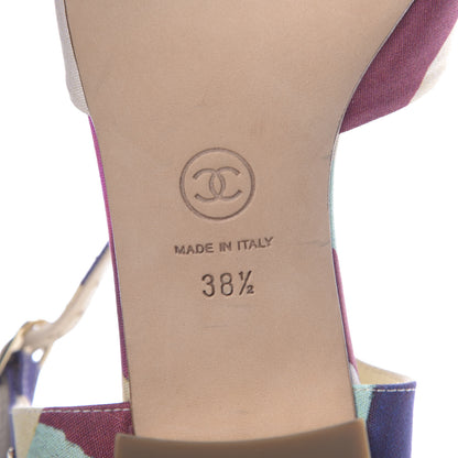 Chanel Fabric Camellia Embossed Sandals 38.5 Multicolor 8 of 8