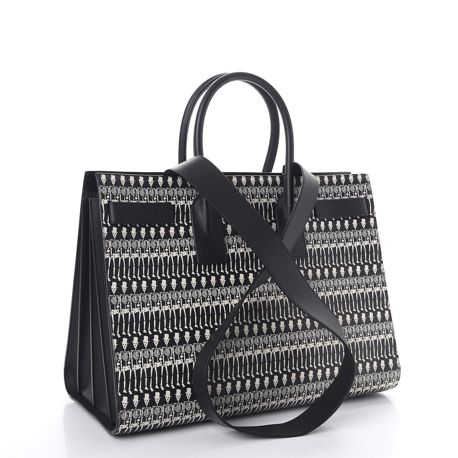 Saint Laurent Calfskin Skeleton Print Large Sac De Jour Black 4 of 8