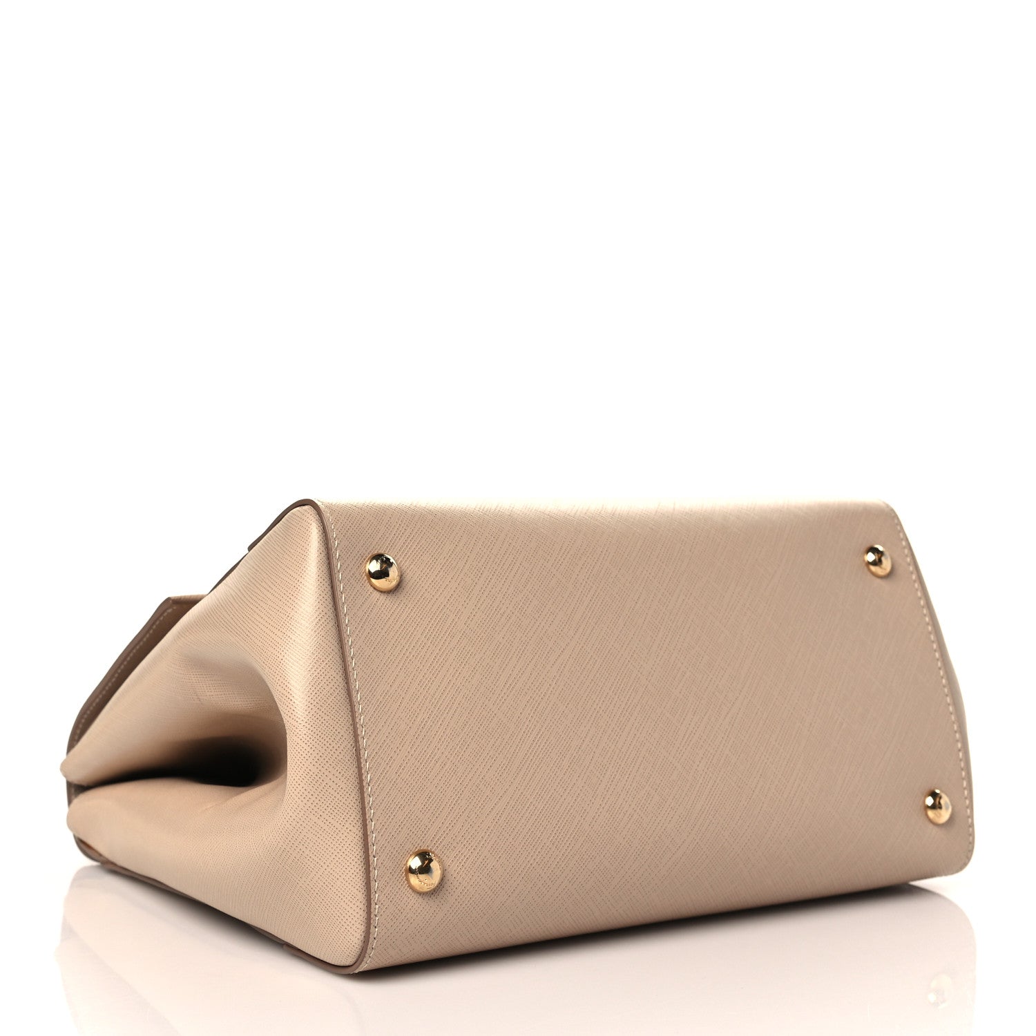 Salvatore Ferragamo Hammered Calfskin Vara Bow Top Handle Flap Bag Natural 3 of 9