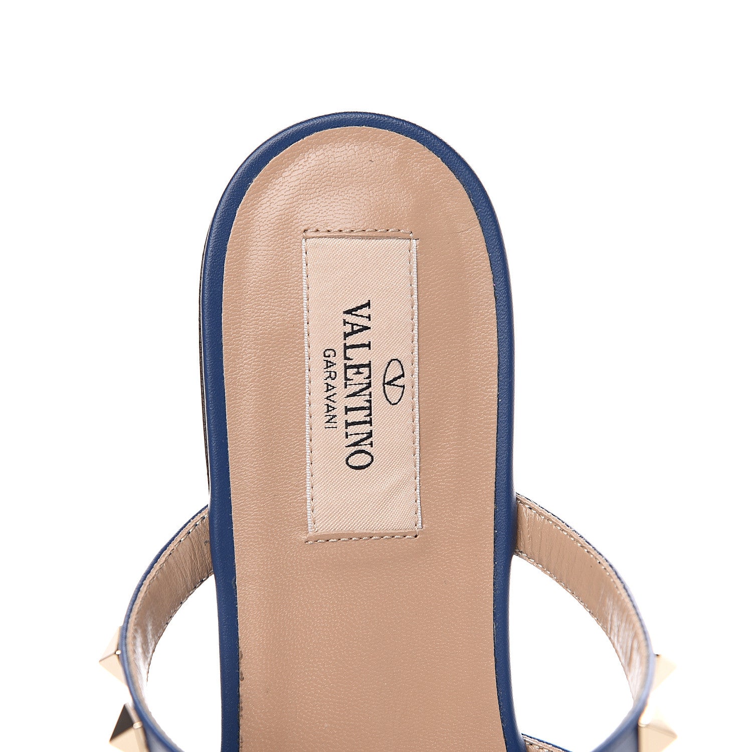 Valentino Garavani Pebbled Calfskin Rockstud Flat Cage Mules 38 Light Ocean 6 of 11