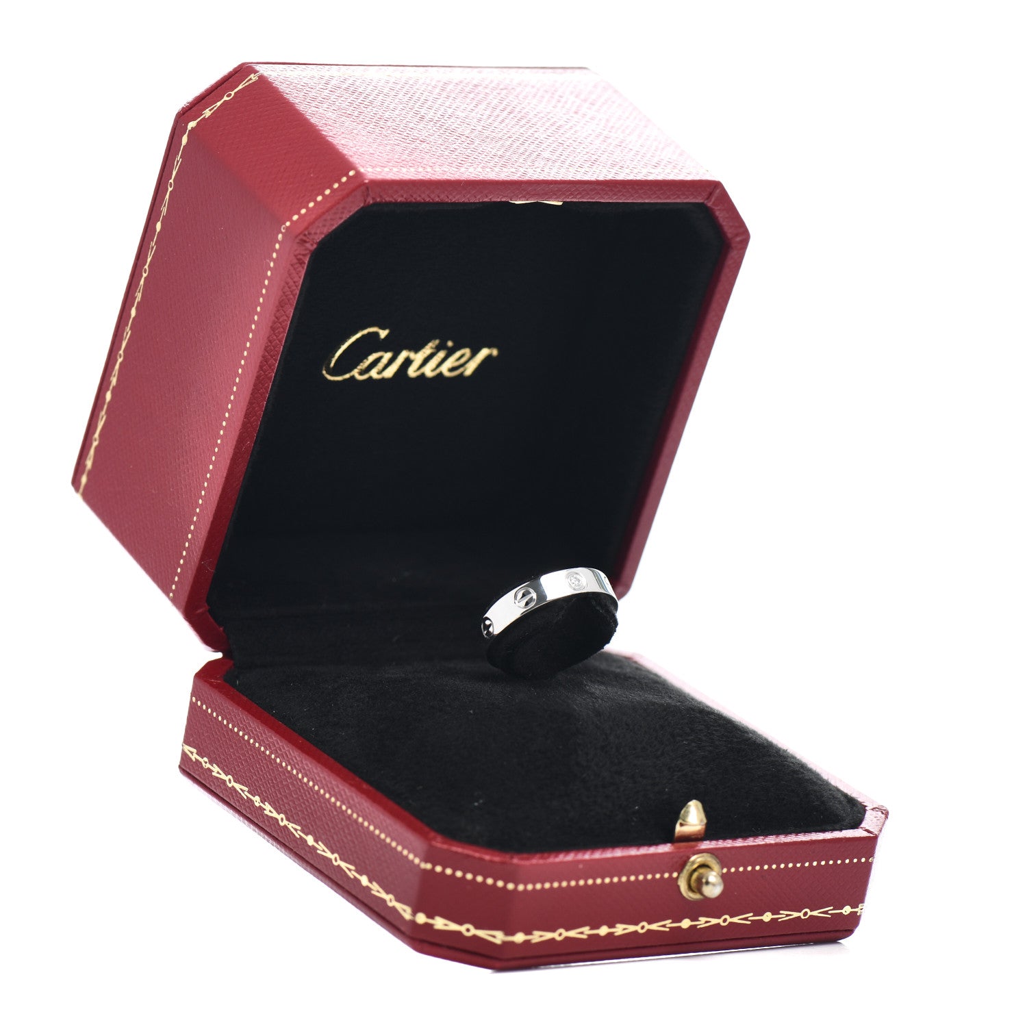 Cartier 18K White Gold Diamond 4mm LOVE Wedding Band Ring 51 5.5 5 of 5