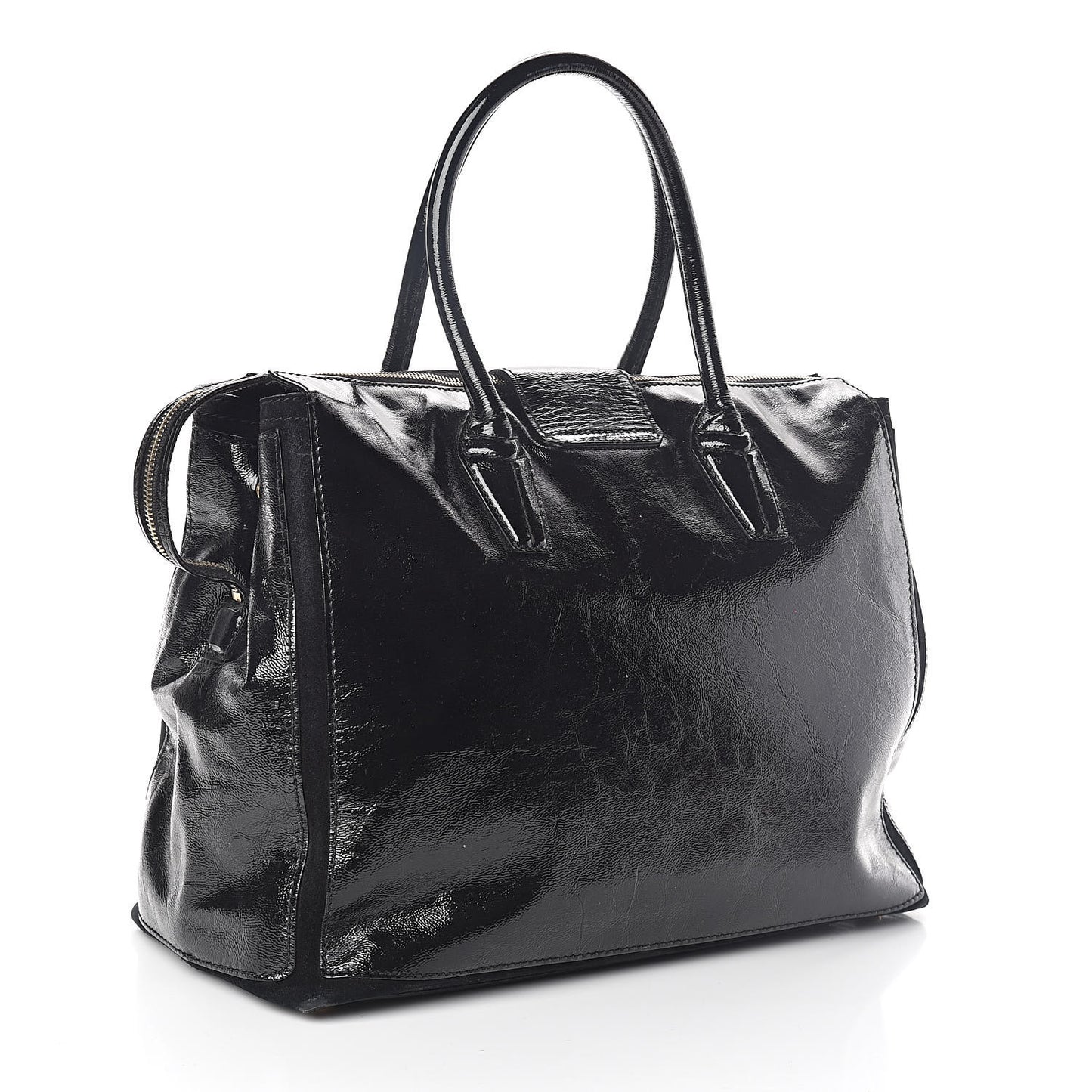 Textured Patent Muse Two Cabas Black
