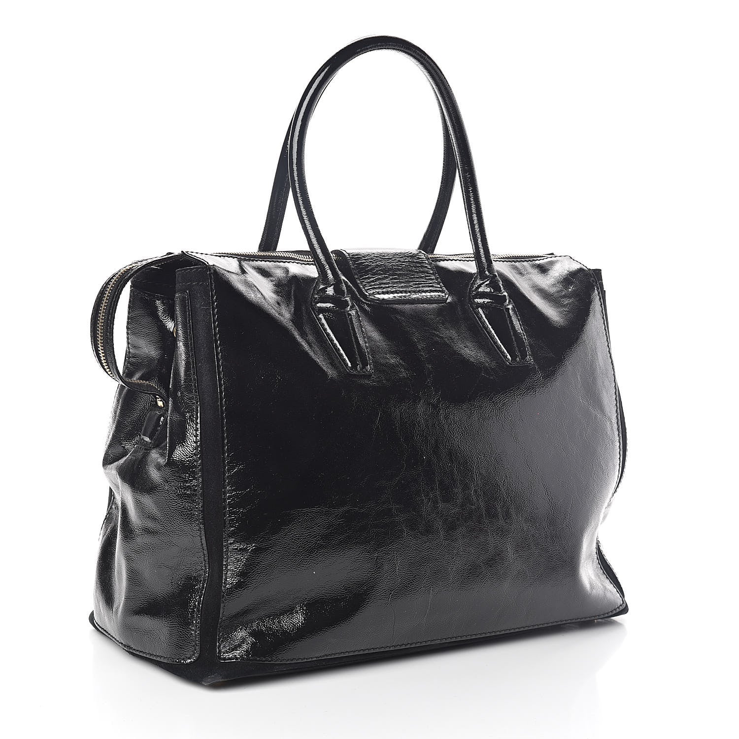 Saint Laurent Textured Patent Muse Two Cabas Black 3 of 9