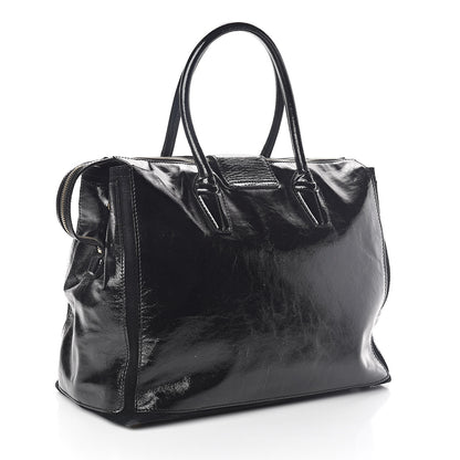 Saint Laurent Textured Patent Muse Two Cabas Black 3 of 9