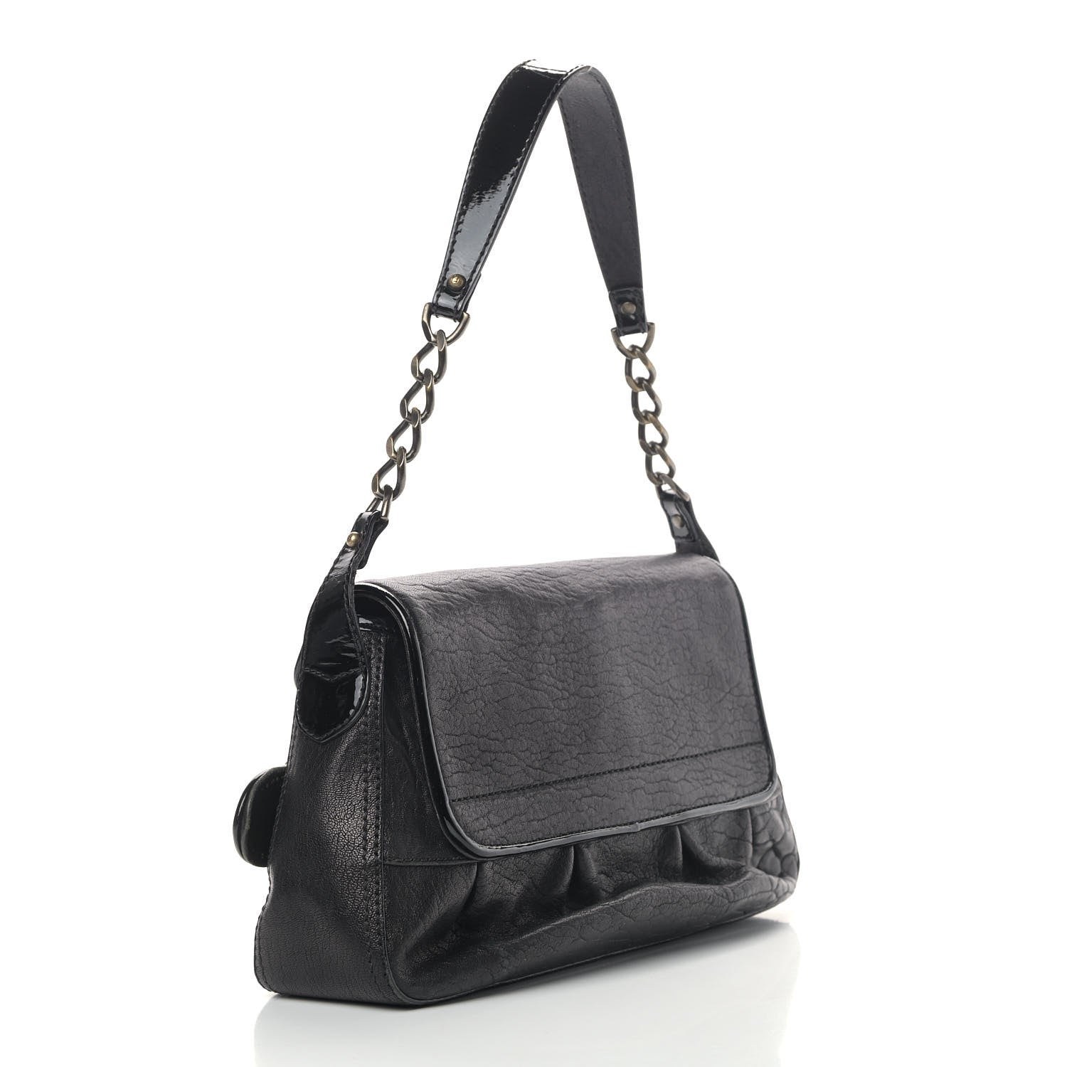 Fendi Nappa Patent B Bis Flap Bag Black 2 of 11
