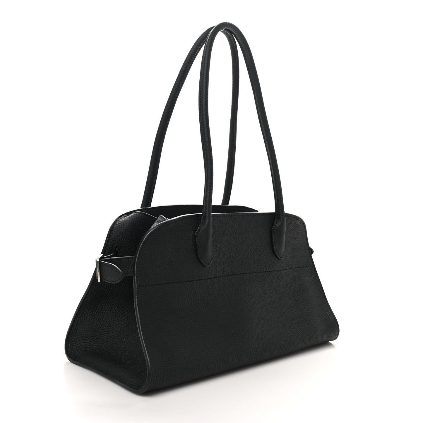 Matte Grained Calfskin Margaux Shoulder 12 Black