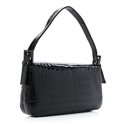 Fendi Crocodile Crystal Baguette Black 3 of 12