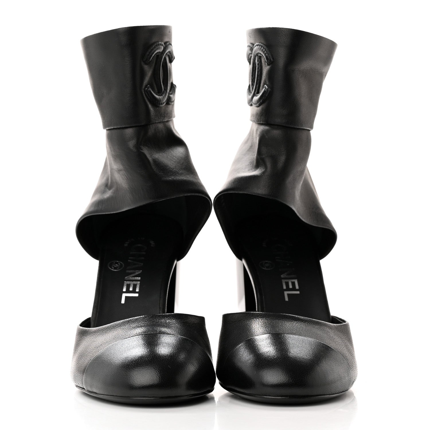 Chanel Lambskin CC Cut Out Boots 36 Black 2 of 12