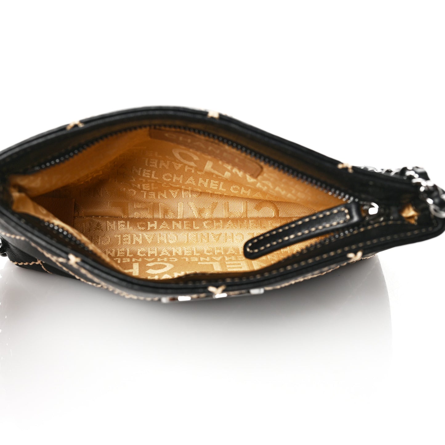 Lambskin Surpique Stitch Pochette Black