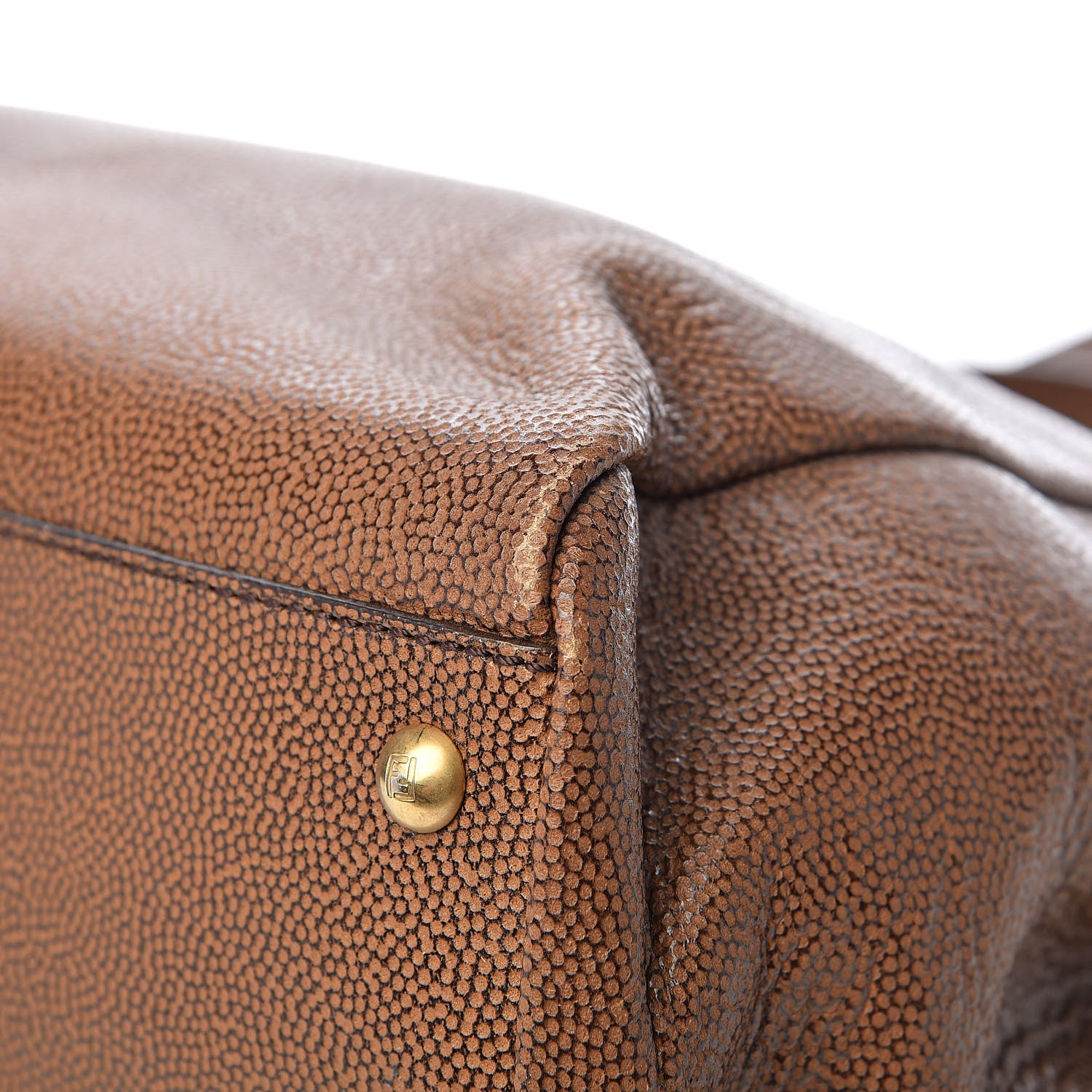 Fendi Patent Large Peekaboo Iconic Satchel Brown 10 of 14