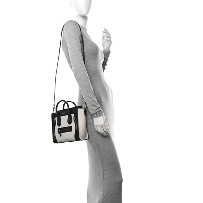 Celine Smooth Calfskin Lizard Embossed Nano Luggage White Black 2 of 9