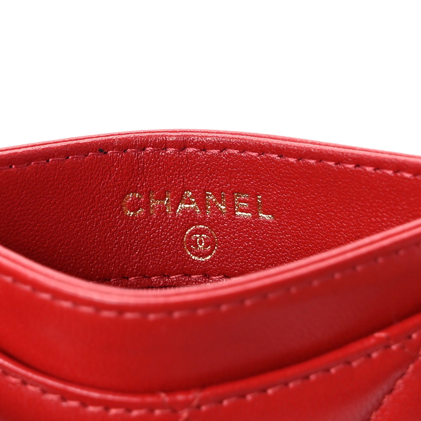 Lambskin Quilted Card Holder Red