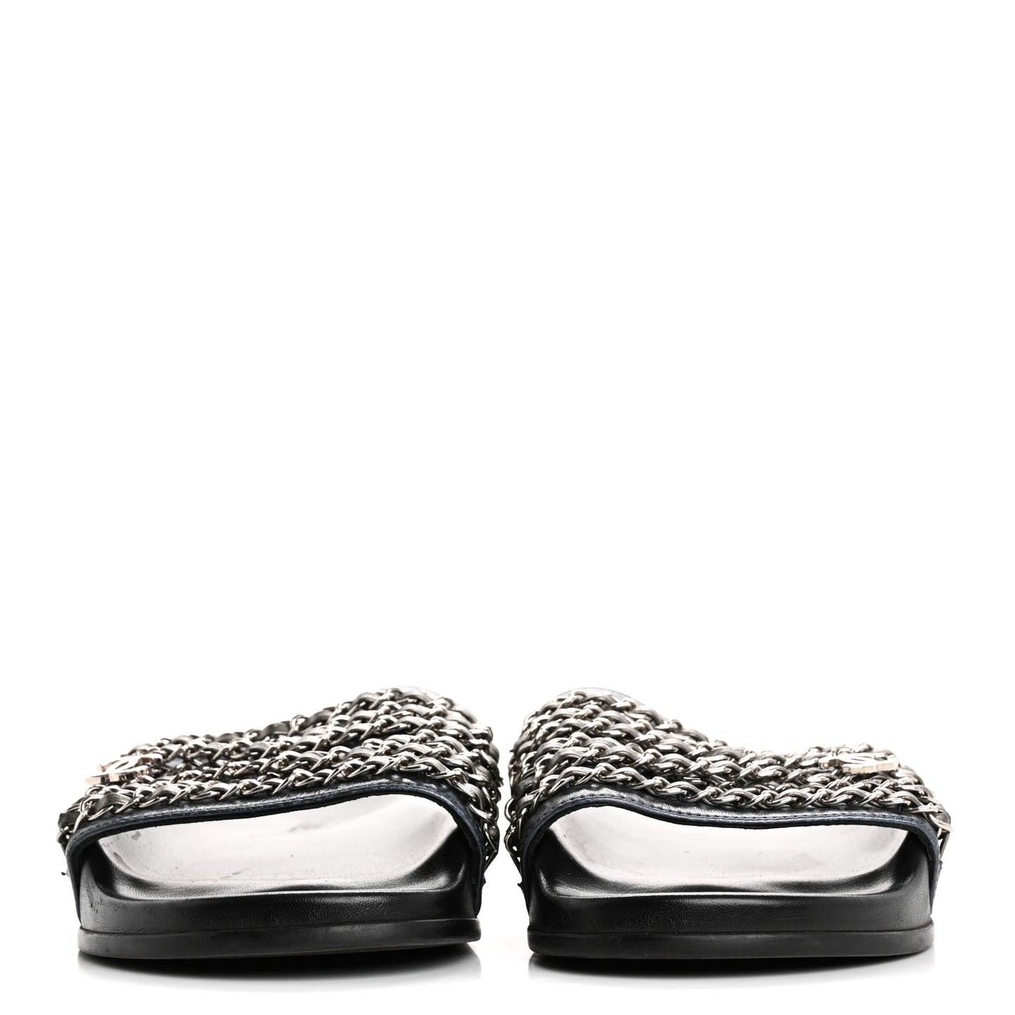 Fantasy Lambskin Chain Flat Sandals 39 Blue