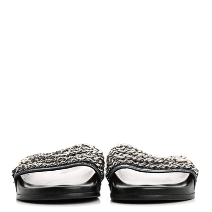 Chanel Fantasy Lambskin Chain Flat Sandals 39 Blue 3 of 9