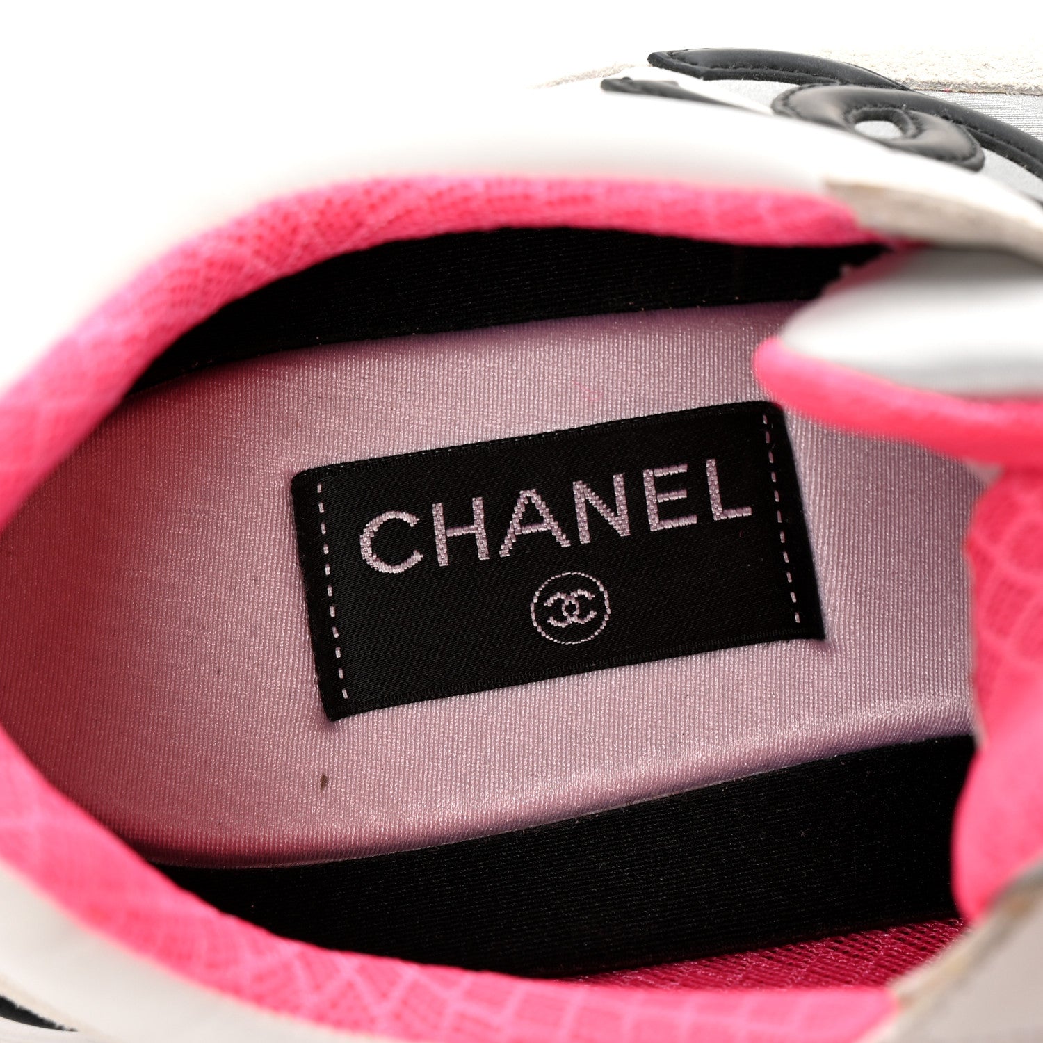 Chanel Calfskin Fabric Sneakers 41 White Silver Fluo Pink 7 of 9