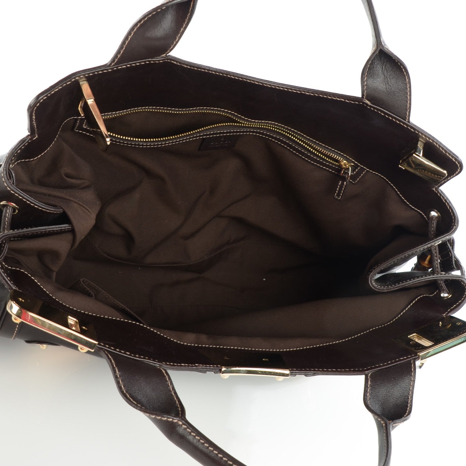 Gucci Calfskin Medium Race Bamboo Top Handle Bag Brown 5 of 7